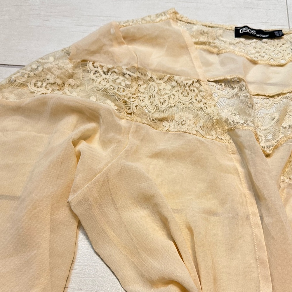 ASOS Cream Lace Detail Robe - Picture 3 of 10